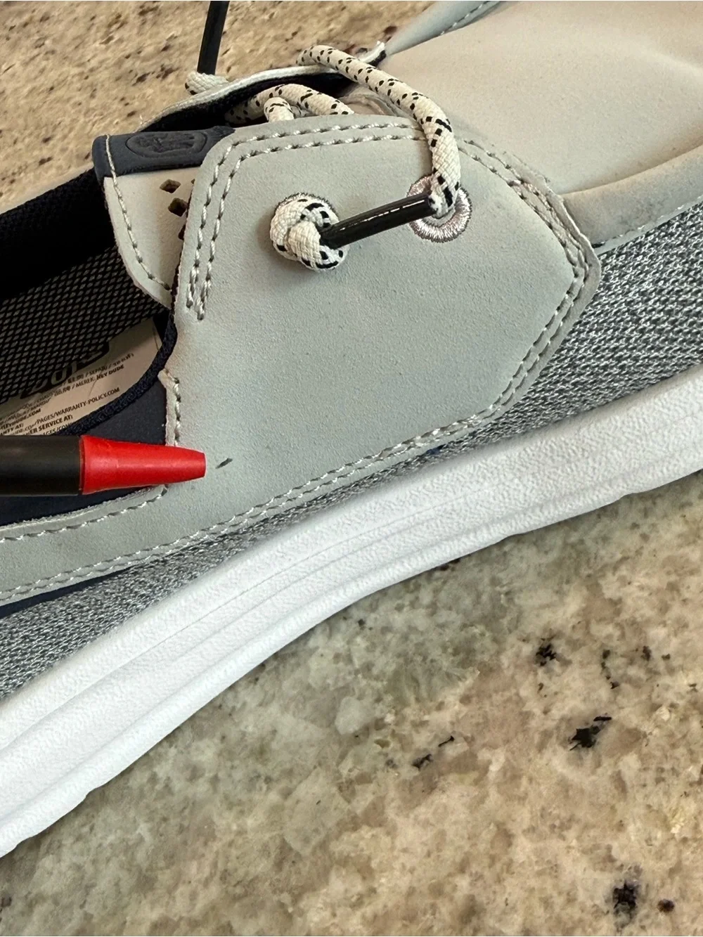 HEYDUDE Welsh Grip Classic Mesh Men's Boat Shoe - Grey/Navy